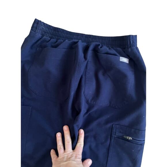 EUC Figs navy scrub pants technical collection size XXS Petite w gray drawstring - Picture 7 of 9